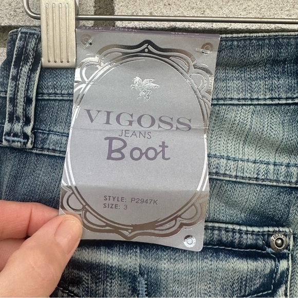 NWT Vigoss Bootcut Jeans Flap Pockets Distressed Medium Wash Y2K Size 3 - Picture 10 of 14